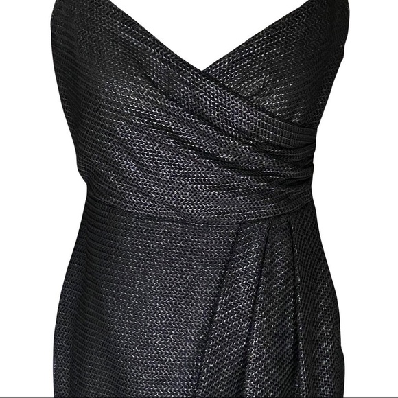 Urban Outfitters Stardust Metallic Black Faux Wrap V-Neck Mini Dress Size Medium - Picture 5 of 10
